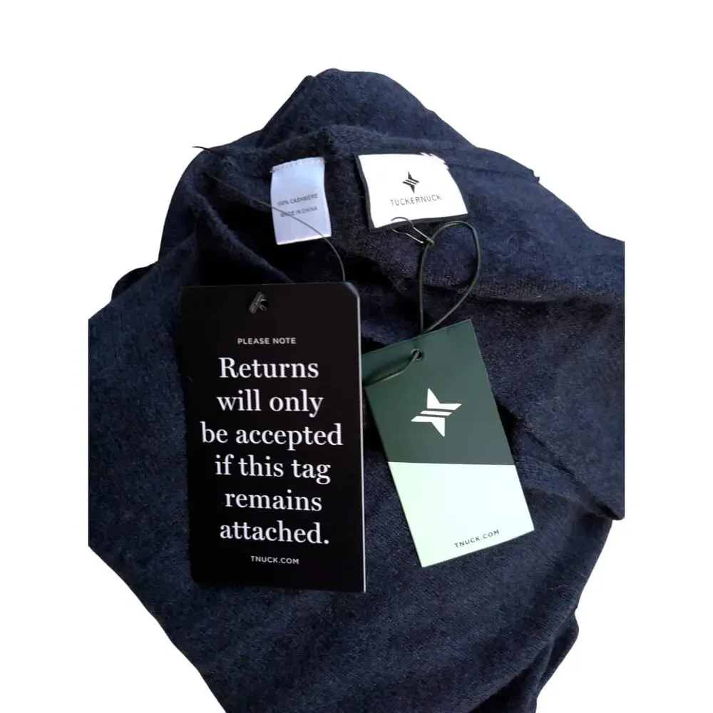 Tuckernuck Midnight Blue Cashmere Travel Wrap Shawl Blanket Scarf Navy OS